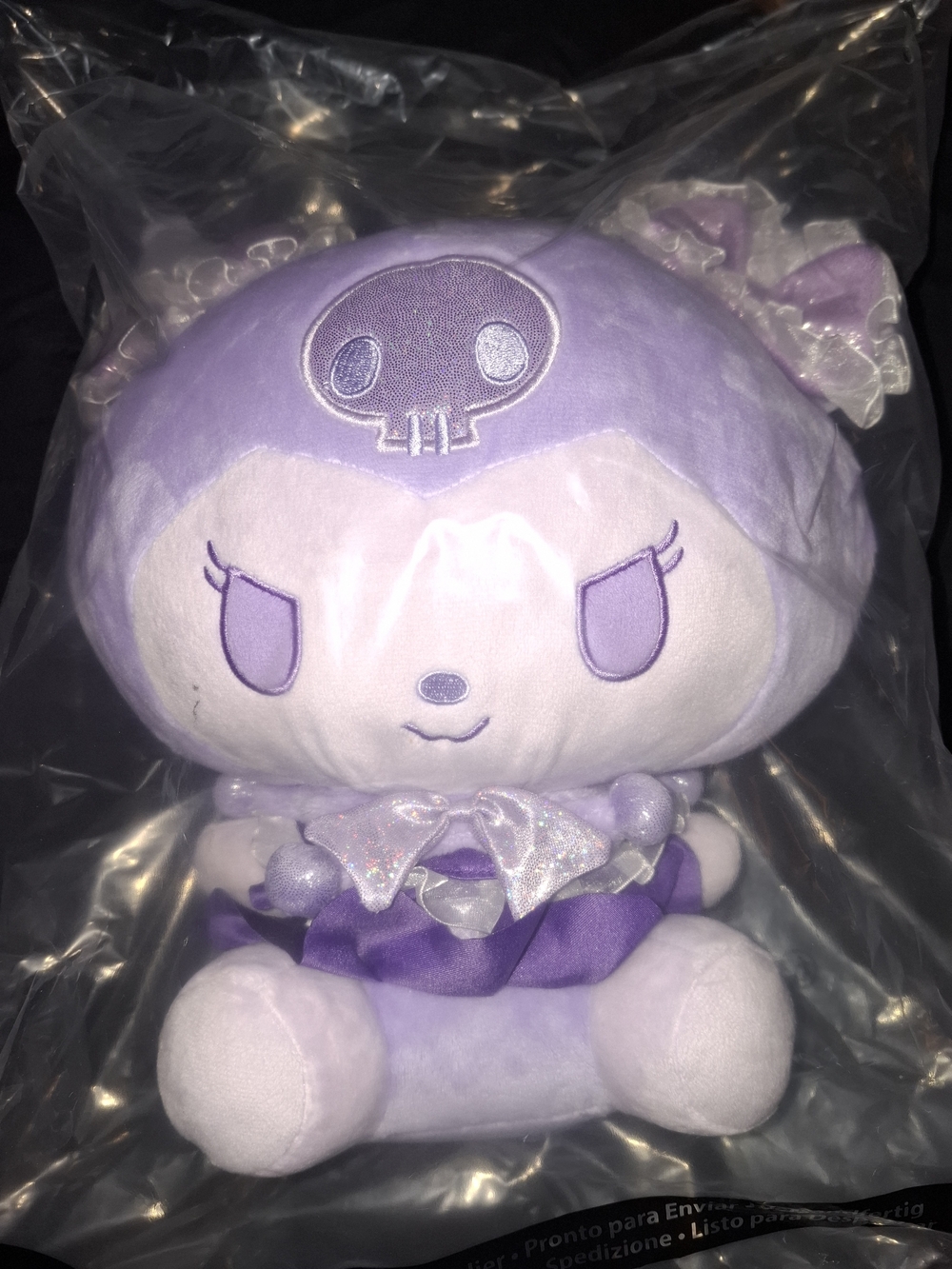 Hello Kitty Kuromi-Style Plush in Lavender and White